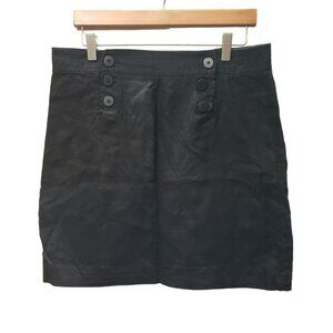 Max Studio Black Linen Skirt With Button Accents, Short, Women's Size 10